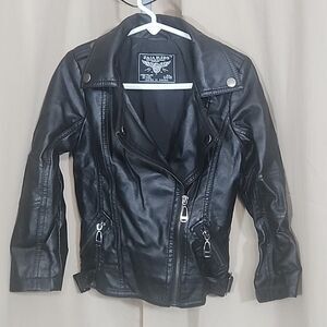 Jacket Faux Leather Black 3-4 Years Old 105cm Zaia Biker Punk Goth Vintage READ